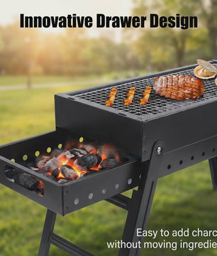 Opvouwbare Draagbare Barbecue met Aslade - Compact & Stabiel voor Camping & Picknick