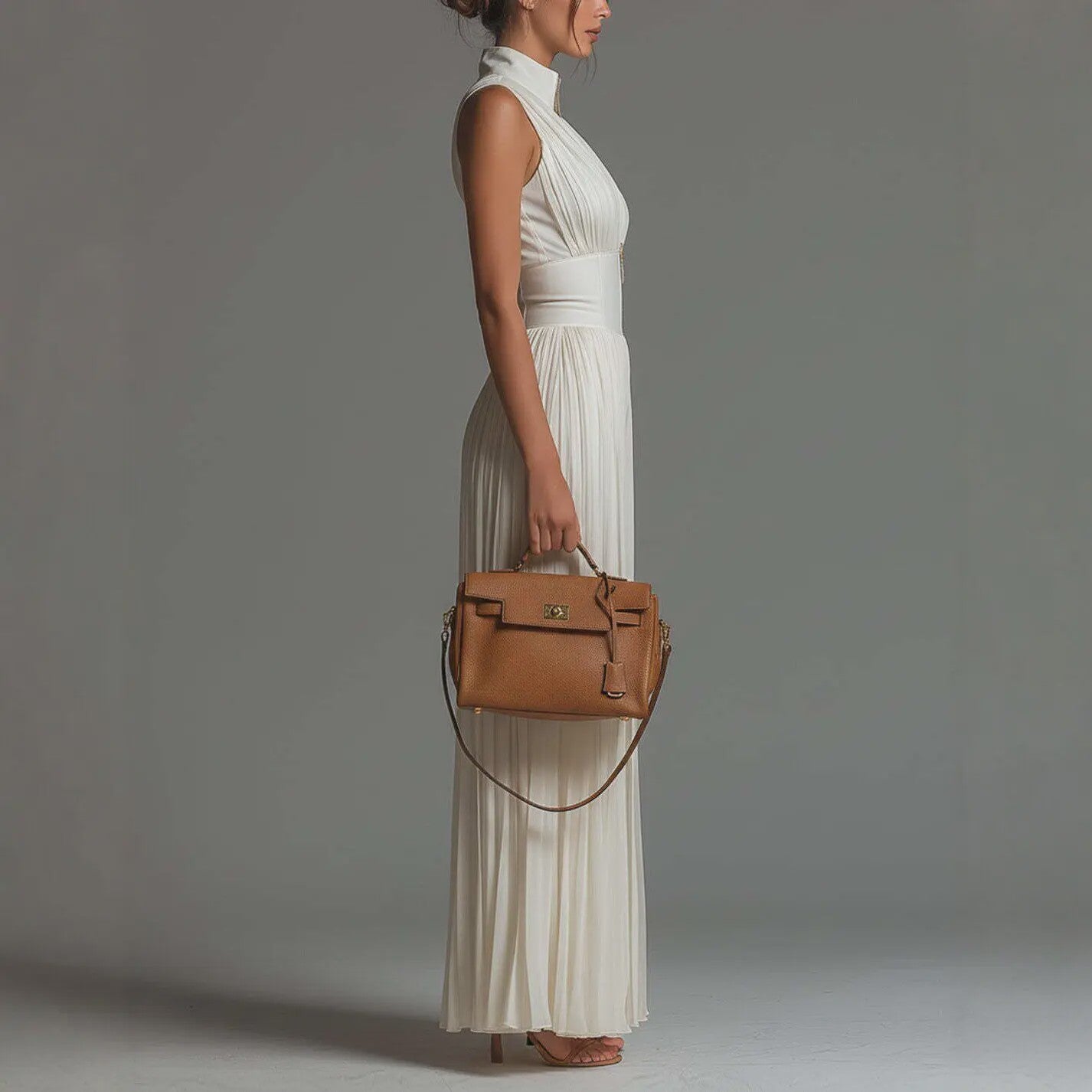 Elegante Dames Jumpsuit met Plooien, Wijde Pijpen en Opstaande Kraag - Zomerse Mouwloze Stijl
