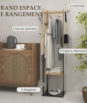 HOMCOM Bamboe Kapstok met Legplanken en Haken - Stijlvol en Functioneel