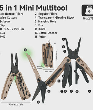NexTool Mini Flagship F12 15-in-1 Multitool: Compacte EDC-vouwtool met tang, schaar, vijl en meer voor outdoor