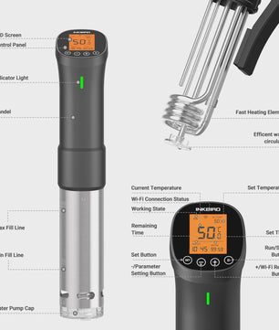 INKBIRD ISV-200W Wi-Fi Sous Vide Precisie Kookapparaat - Krachtig & Duurzaam met RVS