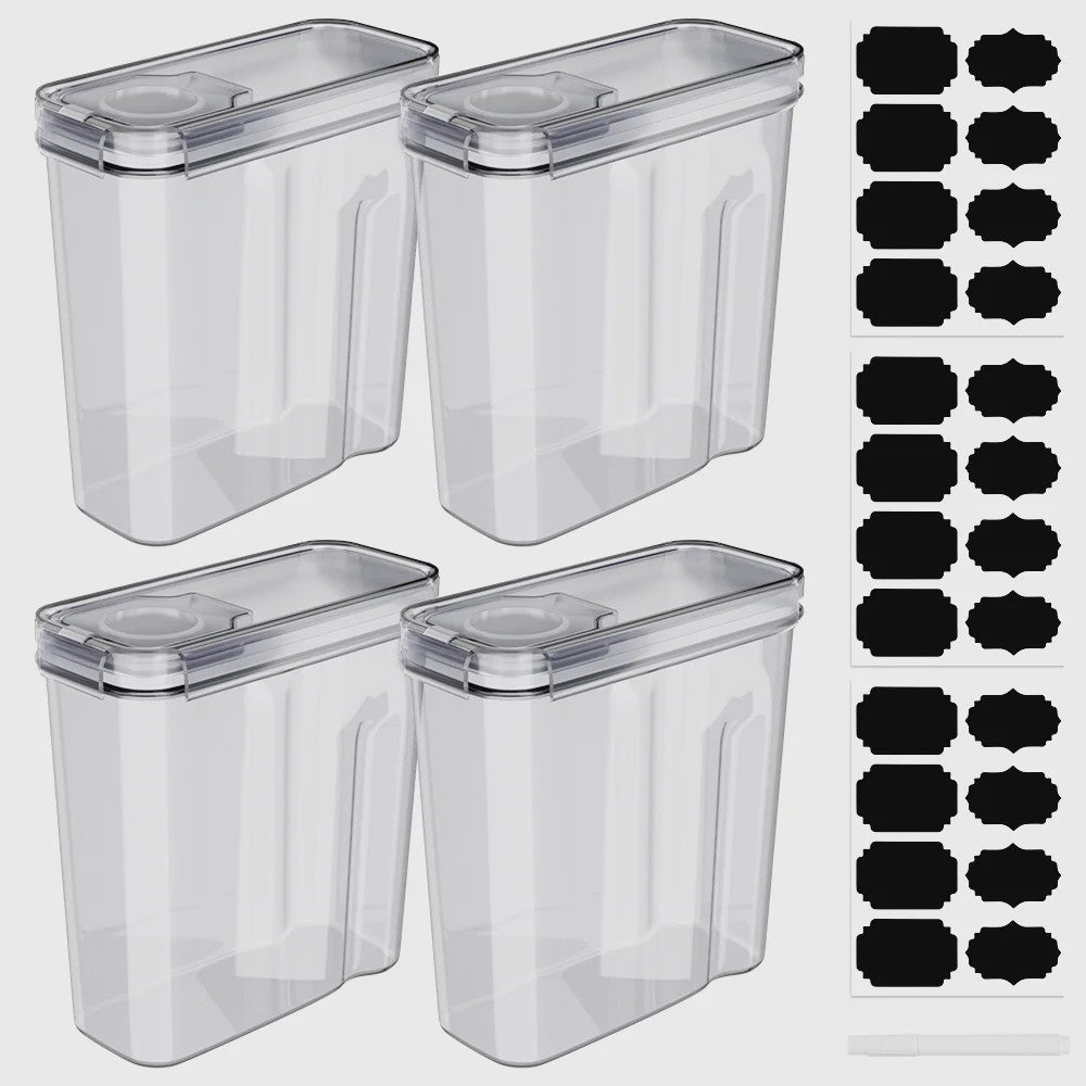 Set van 4 Transparante Voorraadcontainers voor Granen & Voedsel - 4L