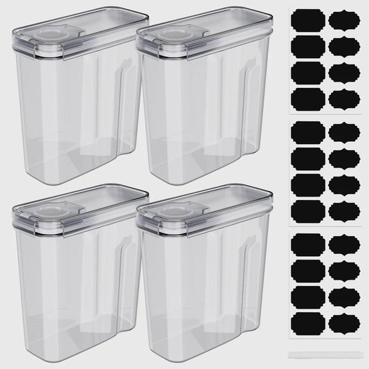 Set van 4 Transparante Voorraadcontainers voor Granen & Voedsel - 4L