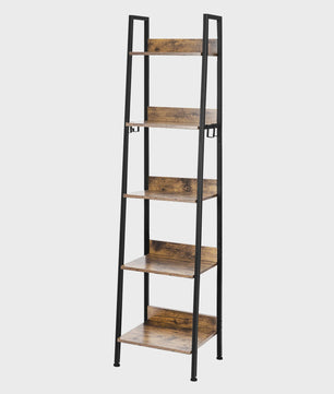 Stijlvolle Boekenkast met 5 Niveaus en Haken - 40x170x36cm