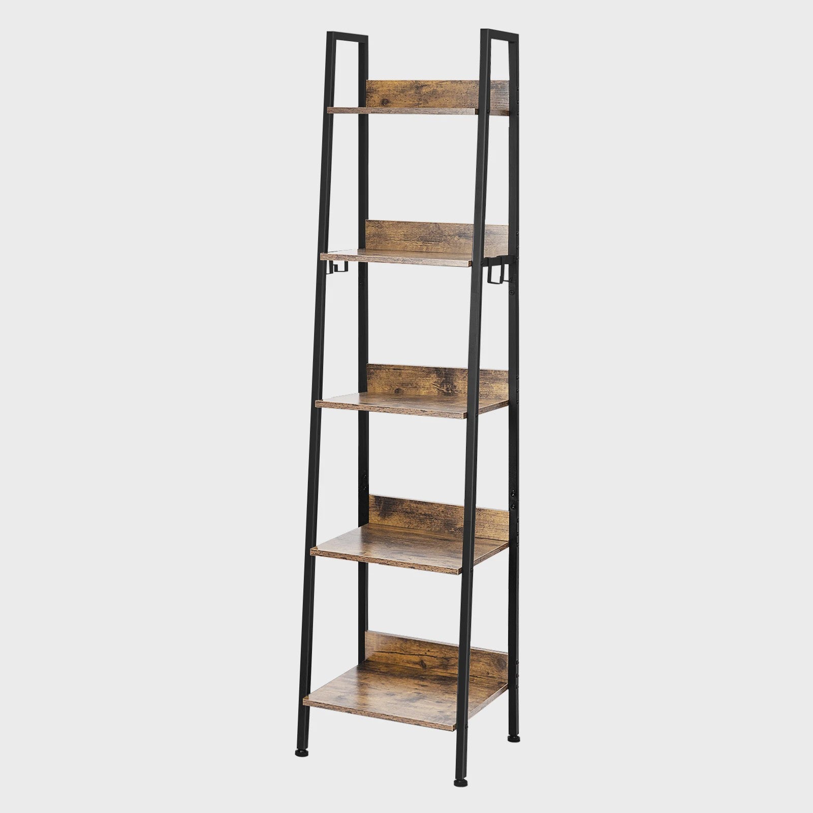 Stijlvolle Boekenkast met 5 Niveaus en Haken - 40x170x36cm