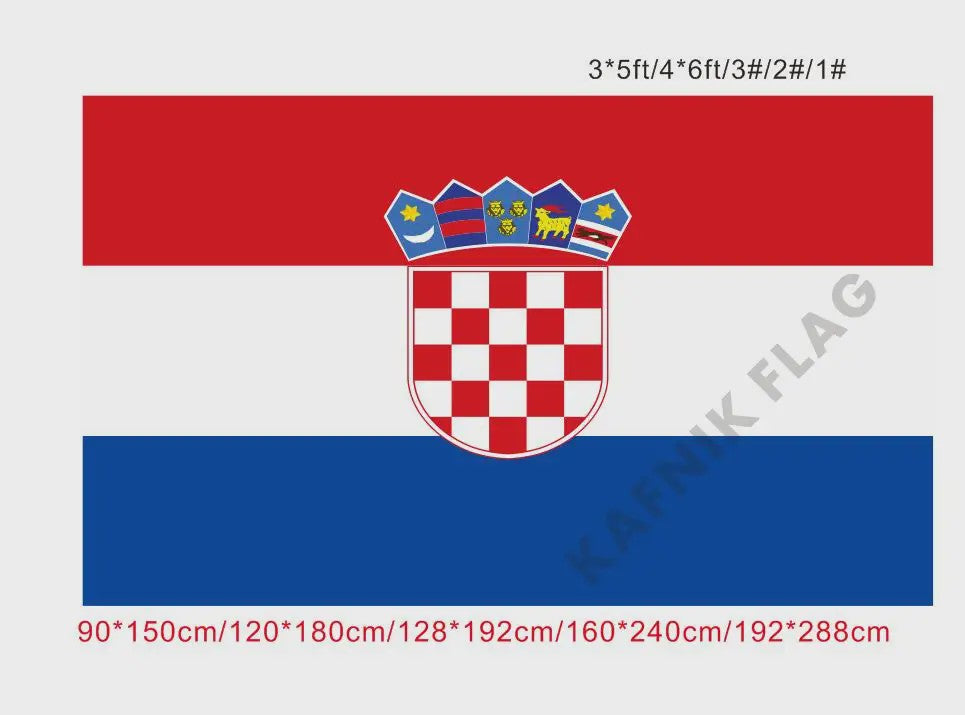 Kroatië Vlag 100D Polyester - Diverse Maten (90x150cm tot 192x288cm)