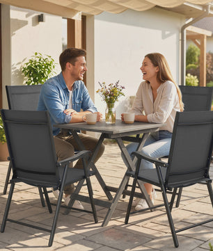 Set van 4 zwarte inklapbare tuinstoelen met stevig stalen frame en hoge rugleuning