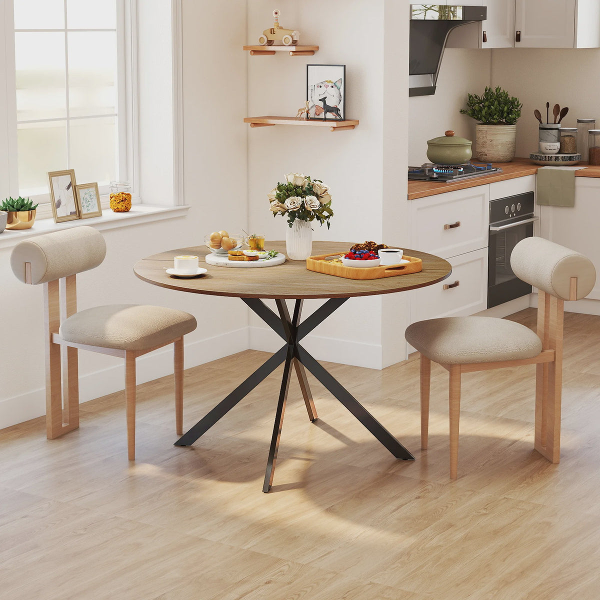 Ronde Eettafel Eikenlook - Ø120x75 cm - Geschikt voor 4 Personen