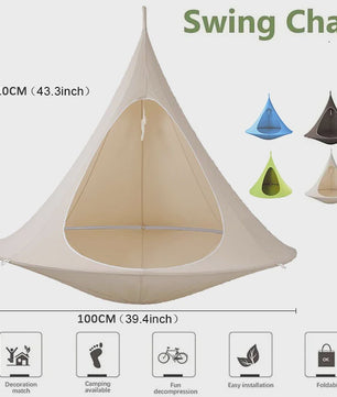 Waterproof Hangmat Dubbele Schommelstoel Cacoon - Binnen & Buiten Gebruik, Incl. Ophangkit