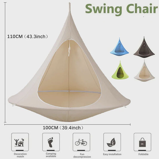Waterproof Hangmat Dubbele Schommelstoel Cacoon - Binnen & Buiten Gebruik, Incl. Ophangkit