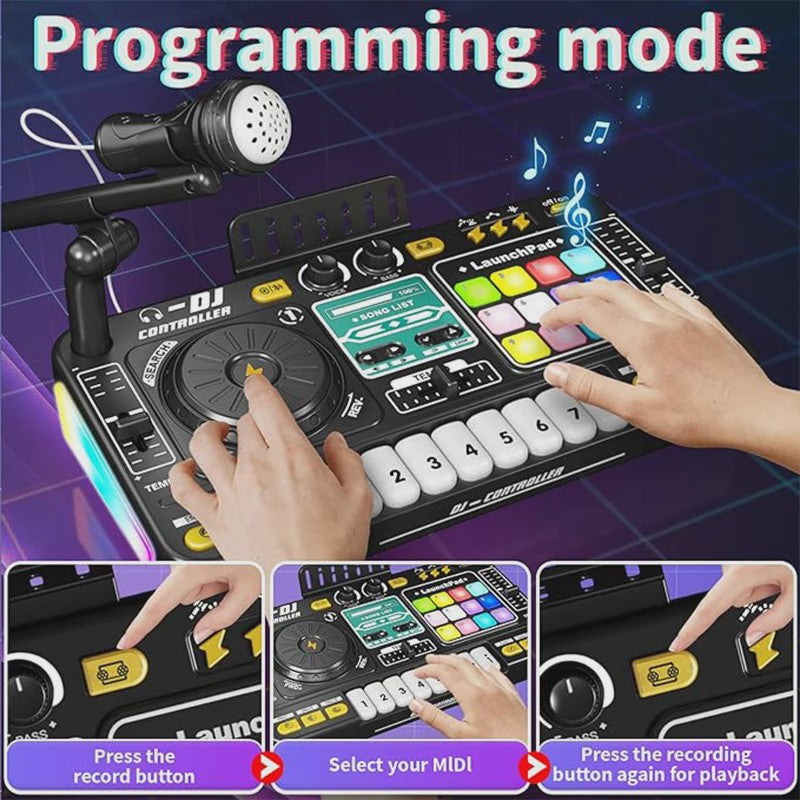 Kinder DJ Mixer met Microfoon, Piano Keyboard & Bluetooth - Interactief Muziekspeelgoed