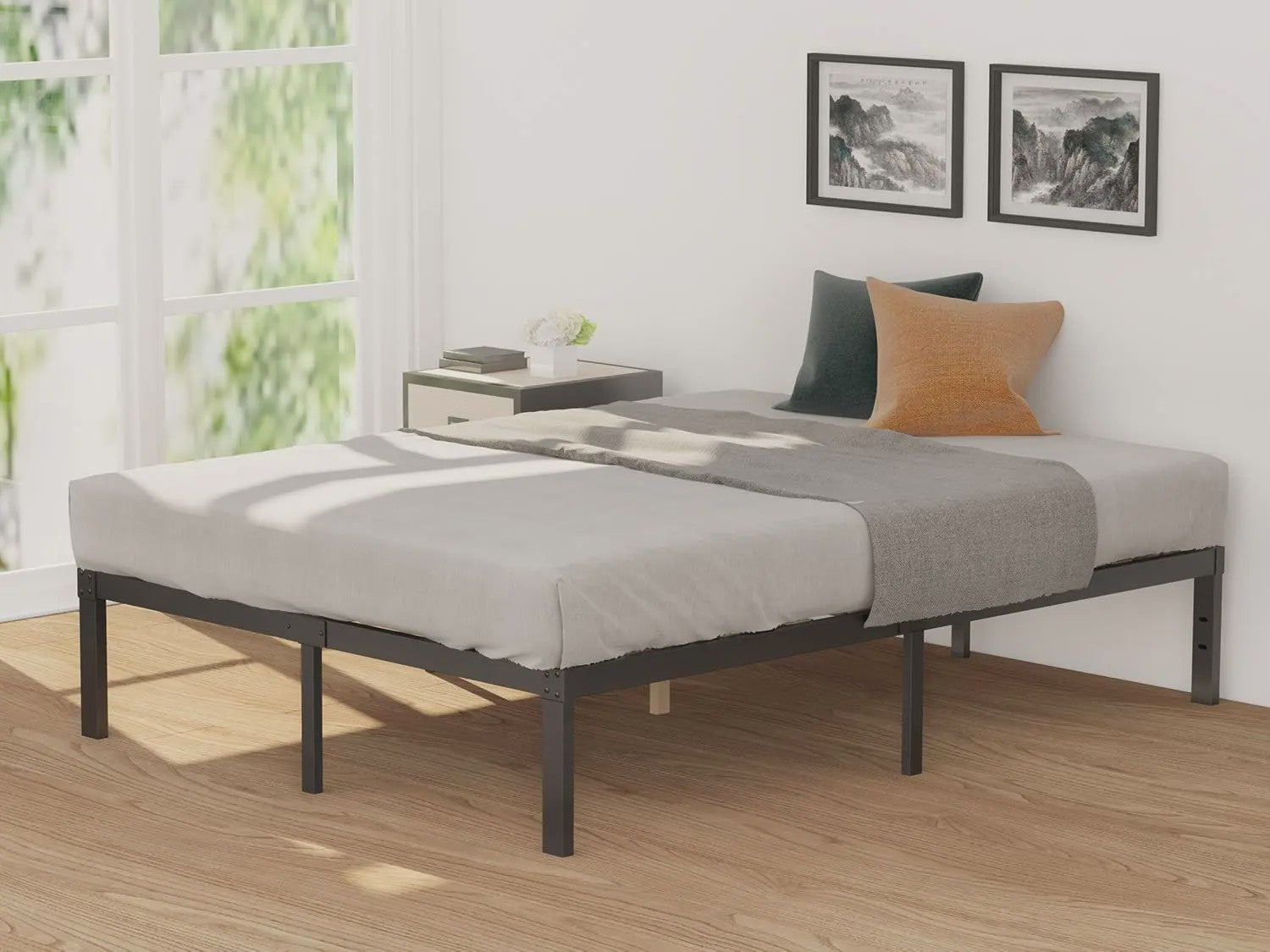 Heavy Duty Stalen Bedframe met Houten Lattenbodem - 3500lbs Draagkracht