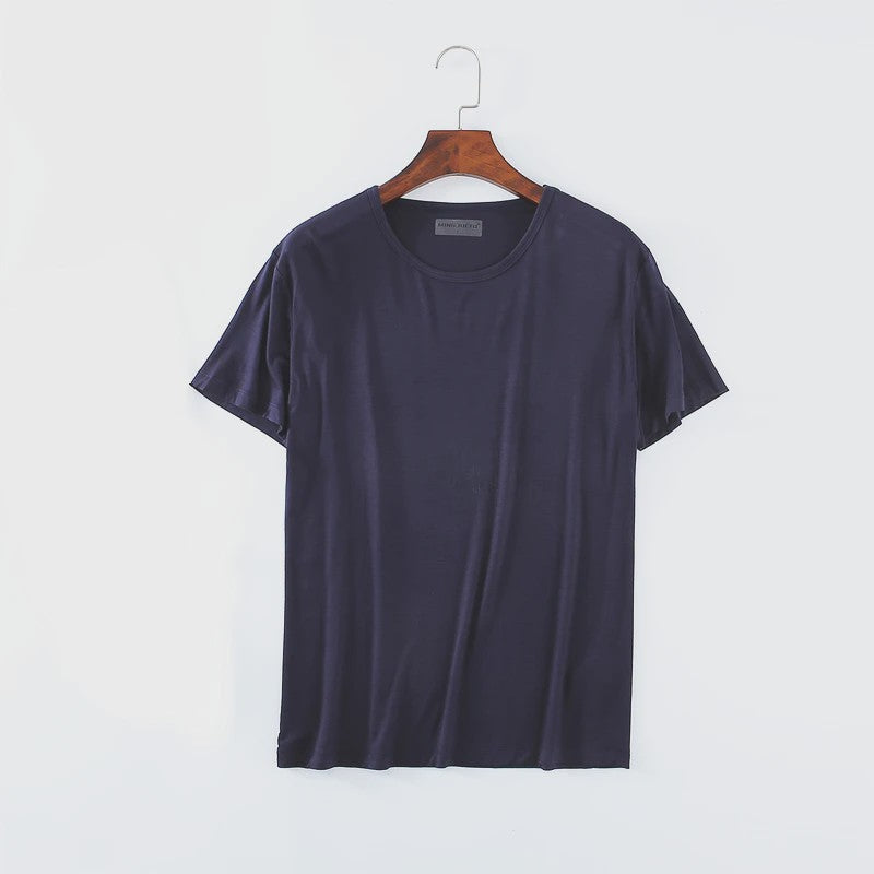 Heren Modal T-shirt Korte Mouw Losse Pasvorm Ronde Hals - Comfortabel Basis T-shirt voor Mannen