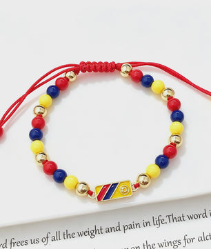 Colombia Vlag Armband - Verstelbaar Patriotisch Sieraden met Rood, Geel en Blauwe Kralen