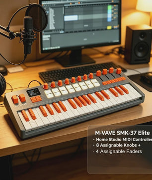 M-VAVE SMK-37 MIDI Keyboard Controller: 37 Velocity Keys, 16 RGB Pads, Bluetooth