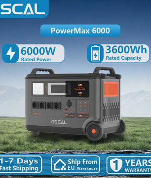 OSCAL PowerMax 6000 Robuust Power Station: 3600Wh, 6000W, App-gestuurd