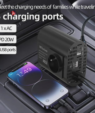 Krachtige 400W/500W/1500W Auto Omvormer: DC 12V naar AC 220V met 3x USB 2.0 en 1x USB QC3.0