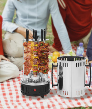 Verticale Elektrische Grill met Rotisserie - 1000W, Rookvrij, 5/6 Spiesjes