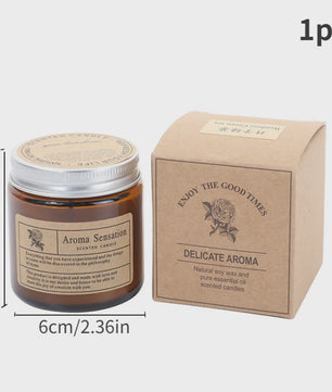 Aromatherapie Kaars in Bruine Glazen Pot - Geurkaars voor Ontspanning & Cadeau