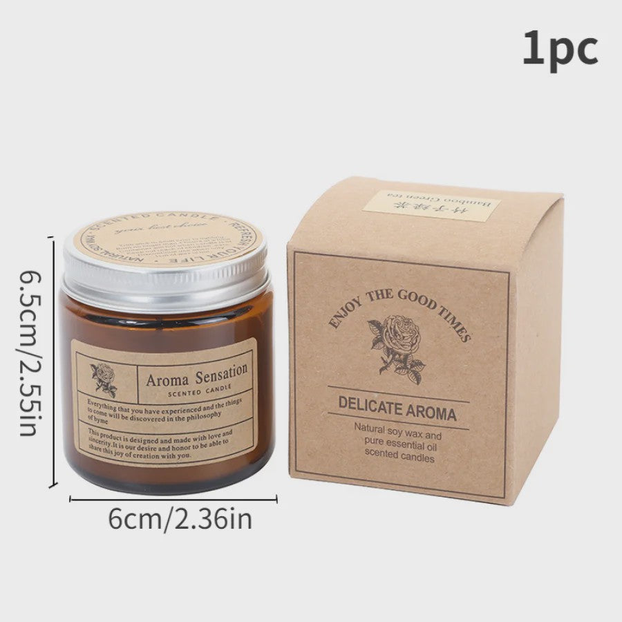 Aromatherapie Kaars in Bruine Glazen Pot - Geurkaars voor Ontspanning & Cadeau