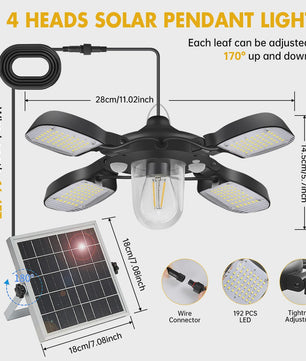 192 LED Solar Hanglamp met Bewegingssensor & Afstandsbediening - Buitenverlichting