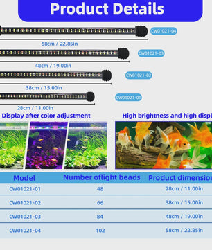 LED Aquarium Verlichting met RGBW Kleuren, Timer & Dimbaar