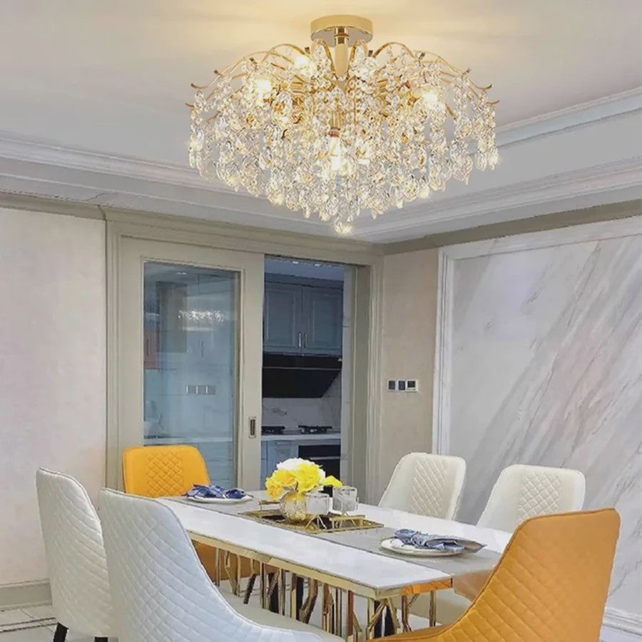 Luxe Kristallen Plafondlamp met LED - Sfeervolle Hanglamp voor Woonkamer