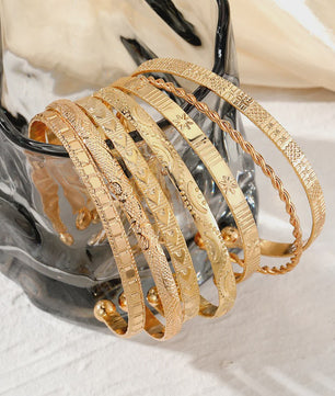 Set van 7 Gouden Punk Armbanden voor Dames - Streetwear & Goth Stijl