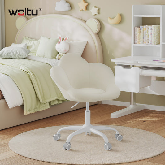 WOLTU Kinderbureau Stoel Velvet, Ergonomisch Draaibaar en In Hoogte Verstelbaar, Bloemen Design