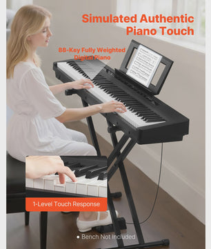 SucceBuy 88 Toetsen Digitaal Piano - Volledig Gewogen Toetsenbord met Draadloze Connectiviteit voor Beginners