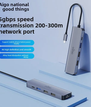 Aigo USB-C Hub met HDMI, PD Snellaadpoort en 3x USB 3.0 voor Laptops