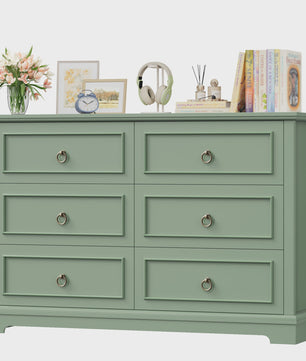 Stijlvolle Ladekast met 6 Lades - 120cm Breed - Houtnerf - Sideboard Kast voor Slaapkamer & Woonkamer