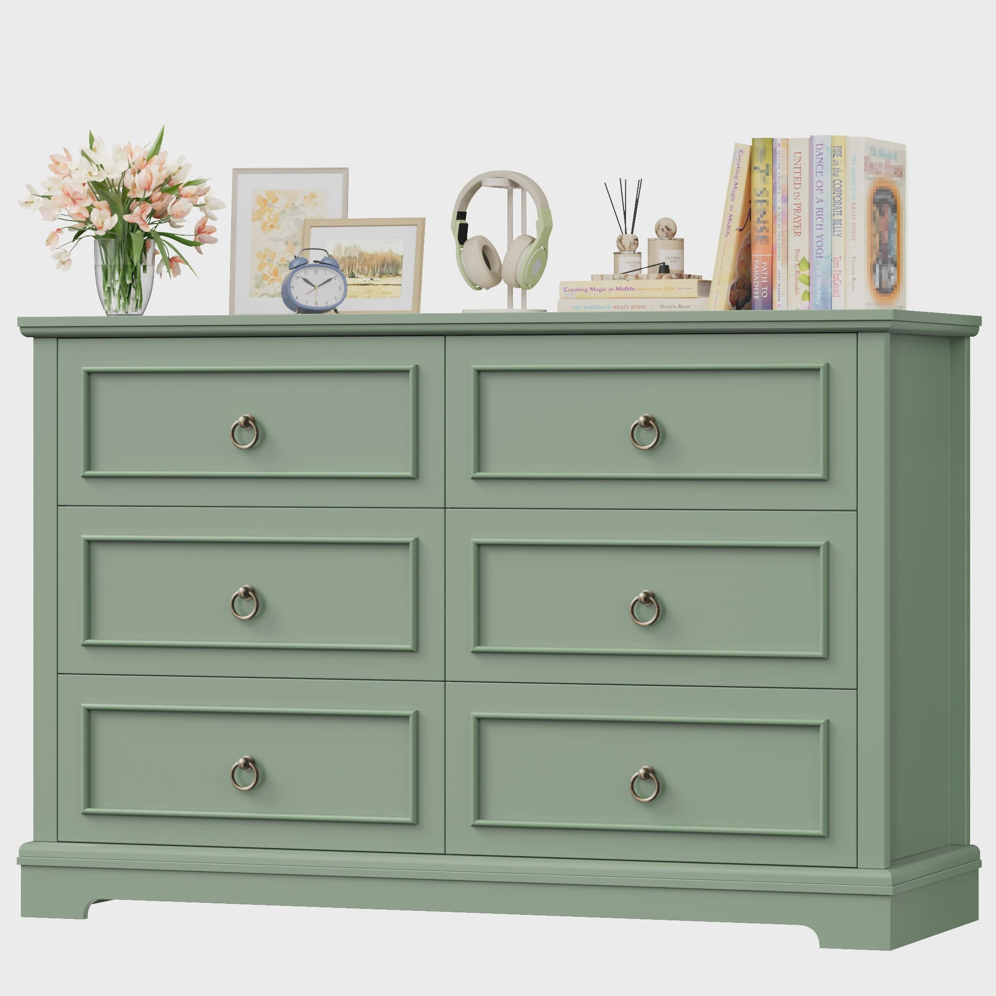 Stijlvolle Ladekast met 6 Lades - 120cm Breed - Houtnerf - Sideboard Kast voor Slaapkamer & Woonkamer