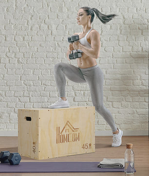 HOMCOM Plyobox Trainingsbox - 3 Hoogtes (40/45/60 cm) voor Box Jumps & Krachttraining