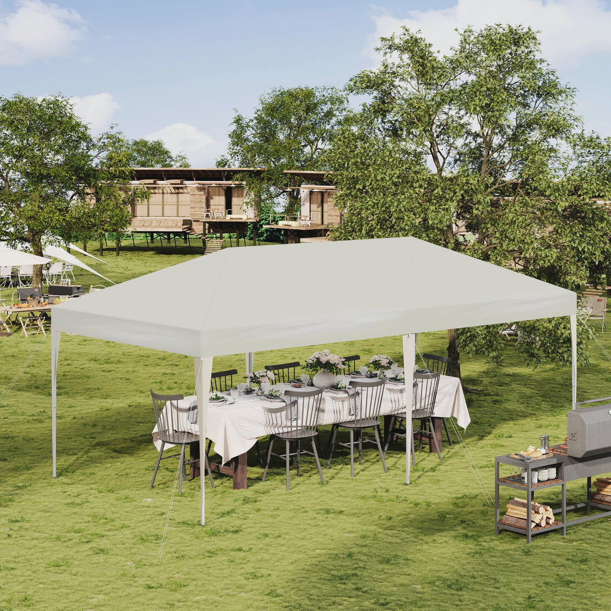 Pop-Up Partytent 3x6m Beige - Waterdicht, UV-beschermend & Inclusief Zijwanden