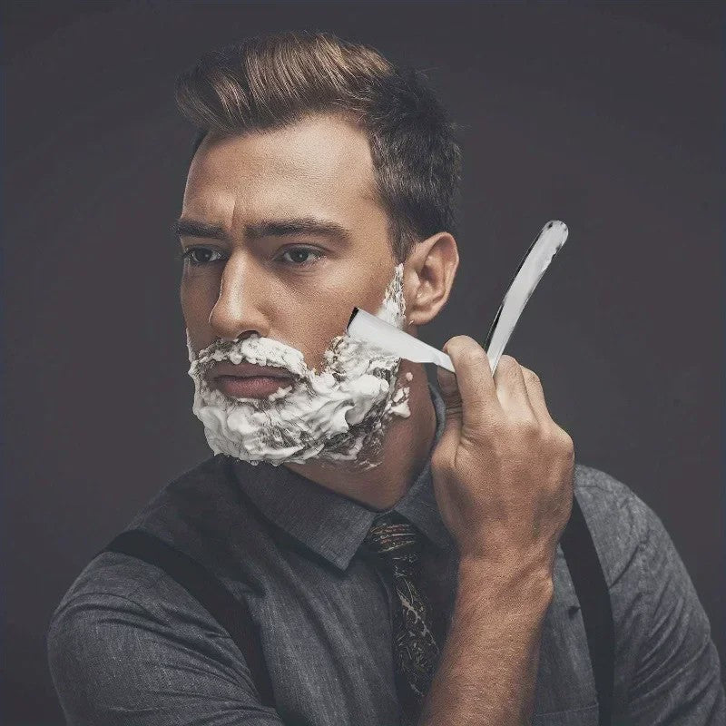 Professioneel Handmatig Scheermes voor Mannen - Barbershop Stijl RVS met Extra Mesjes