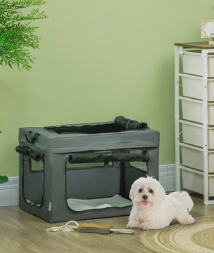 PawHut Opvouwbare Transportbox voor Huisdieren - 60x42x42 cm - Grijs