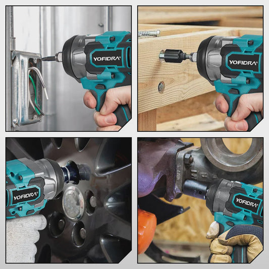 YOFIDRA Accu Klopboormachine 1200Nm Brushless - 5 Versnellingen, Draadloos, voor Makita 18V Accu
