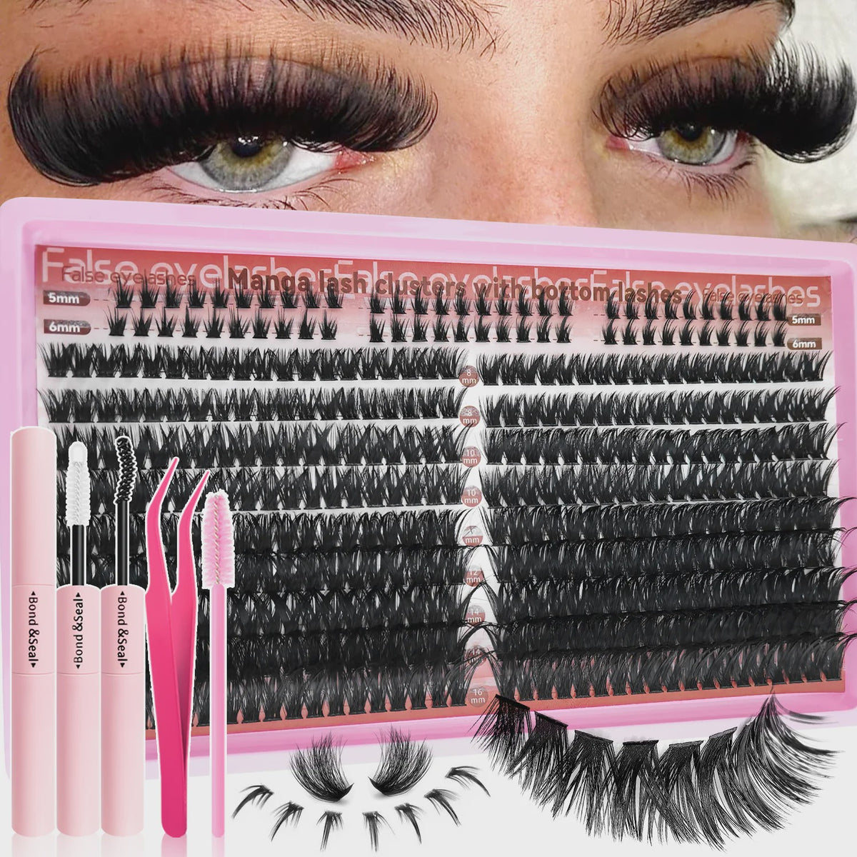 402 Stuks Manga Lash Clusters Set - Dikke & Comfortabele Wimperextensions voor Dagelijks Gebruik, Feest & Bruiloft