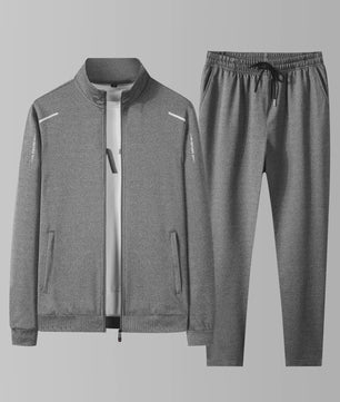 Moderne Casual Sportset voor Heren - Lente/Herfst Trainingspak met Opstaande Kraag en Elastische Broek