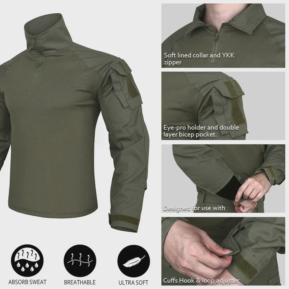 Tactisch Uniform Set: G3 Combat Shirt & Cargo Broek met Kniebeschermers - Heren