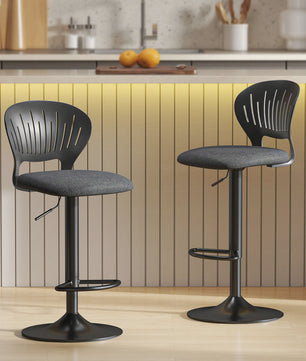 Set van 2 Zwarte Barstoelen met 360° Draai- en Hoogteverstelling (84-105 cm)
