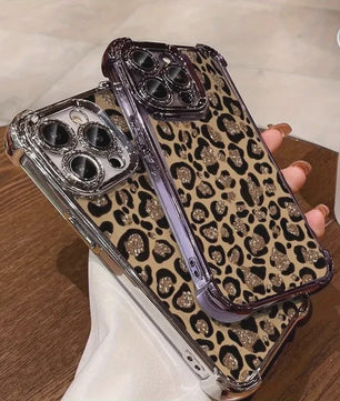 Luxe Leopard Print Telefoonhoesje met Plating & Anti-Val Bescherming voor Samsung