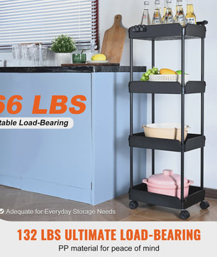 4-Laags Rolbare Opbergkar met Wielen - Keuken, Kantoor & Woonkamer Organizer
