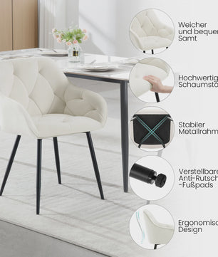 Gestoffeerde Eetkamerstoelen met Armleuningen - Set van 2 - Comfortabel & Stijlvol