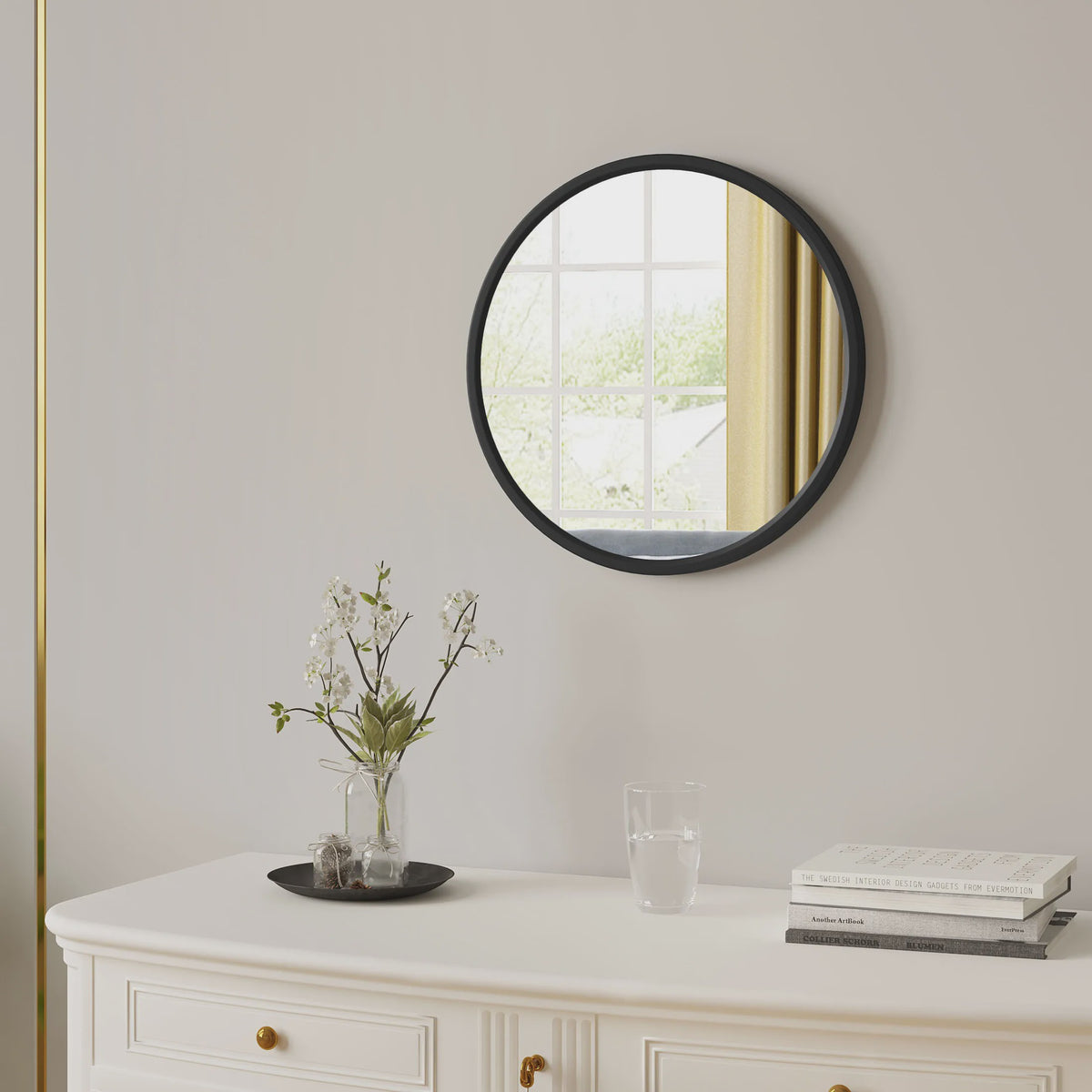 Moderne Ronde Wandspiegel met Gouden Metalen Frame - SediaXL