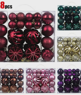 48-delige Set Kerstballen Plastic - Effen Kleur & Diverse Maten (4/6/8cm) voor Kerstboom Decoratie