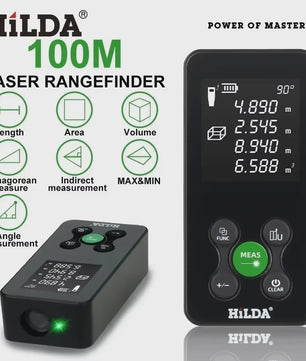 HILDA Laser Afstandsmeter 100M - Oplaadbaar met Hoekmeting en Digitale Meetlint Functie