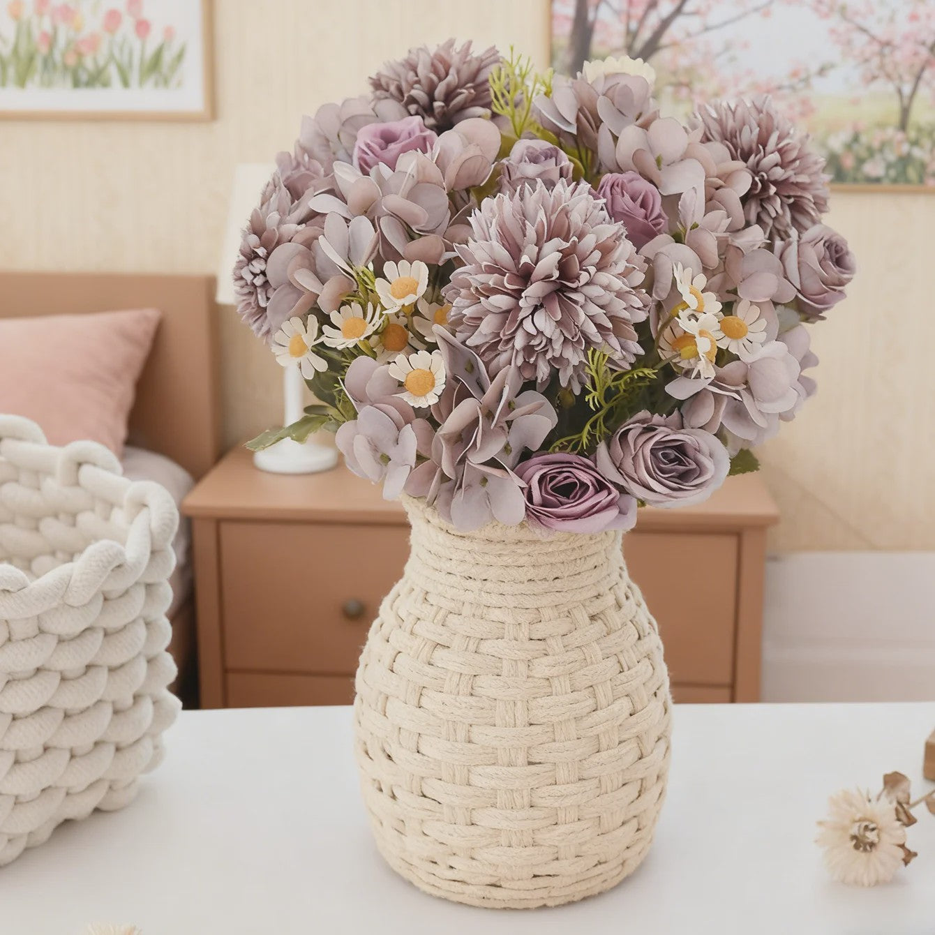Kunstboeket Bloemcombinatie - Decoratie voor Huis, Bruiloft & Fotografie