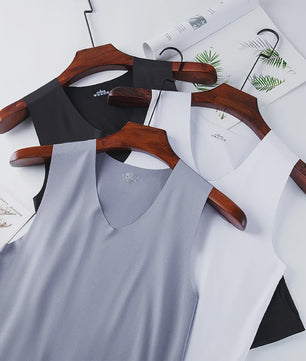 Heren IJszijde Tanktop: Ademend, Slim Fit en Mouwloos Zomerhemd